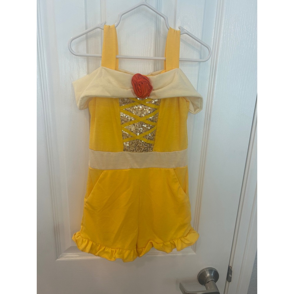 Lilytots Romper Yellow Belle Princess‎ Sequins Rose Ruffle Dress Up 2/3Y